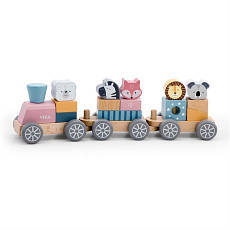 Дерев'яний потяг пірамідка Viga Toys PolarB Звірята (44015) (розвивальна іграшка паровозик), фото 3