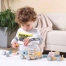 Дерев'яний потяг пірамідка Viga Toys PolarB Звірята (44015) (розвивальна іграшка паровозик), фото 6