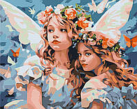 Картины по номерам "Ангелы в цветочных венках" раскраски по цифрам. 40*50 см.Украина