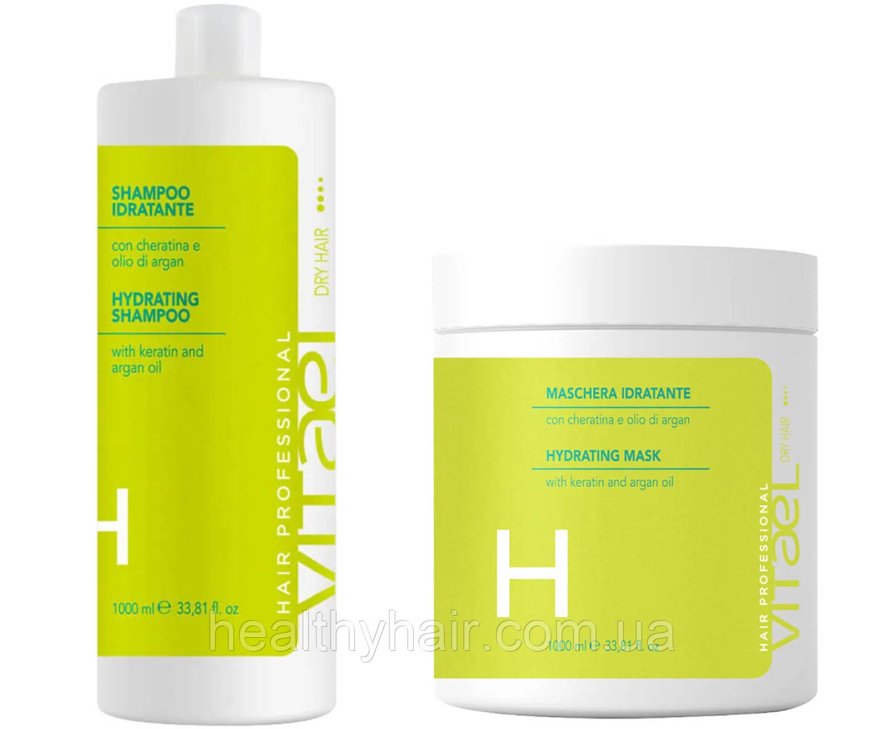 Vitael dry hair hydrating shampoo Шампунь і маска зволожуючі, 2 по 1000 мл