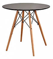 Стол обеденный Тауэр Вуд круглый черный диаметр 60 см Eames