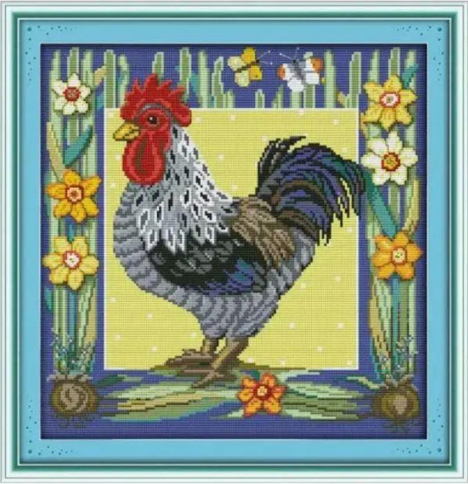 Набір для вишивання за нанесеною на канву схемою "The cock". AIDA 14CT printed 38*38 см