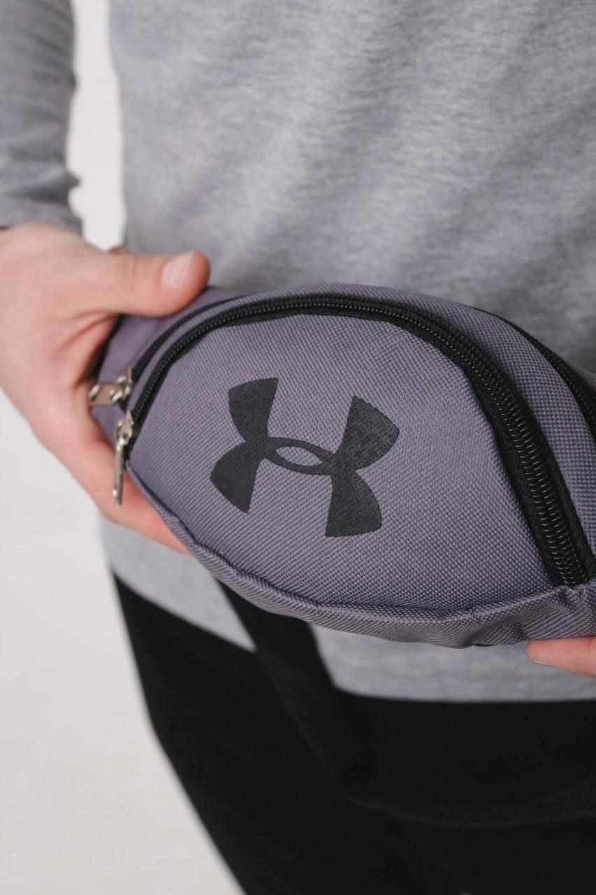 Сумка через плече на пояс under armour андер армор сіра бананка поясна чоловіча з регулятором