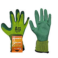 Рукавички будівельні будівельні стрейчові Tomik М788 Космонавт зелені зі спіненим покриттям