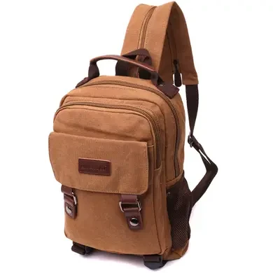 Міський текстильний рюкзак Chocolate Brown з ущільненою спинкою та відділенням для планшета Vintage 22167 Коричневий