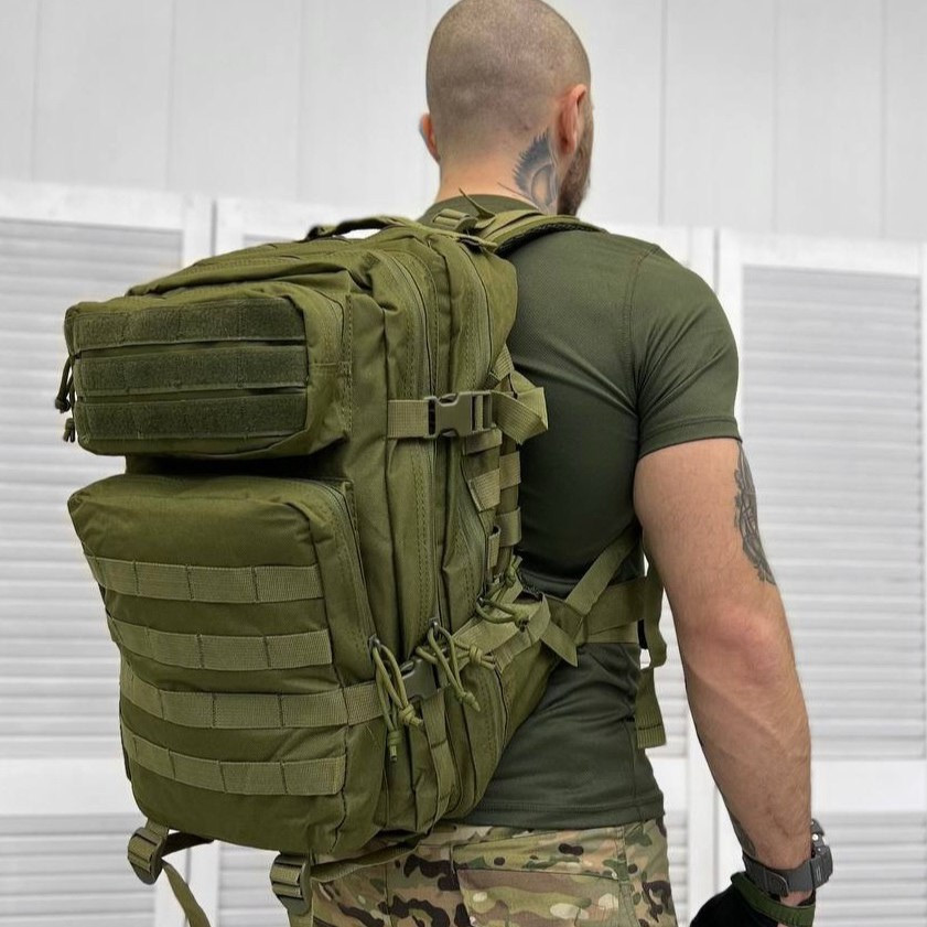 Военный рюкзак Олива SILVER KNIGHT 45 л, водонепроницаемый рюкзак с системой Молли 55х35х22 см - фото 2 - id-p2080740784