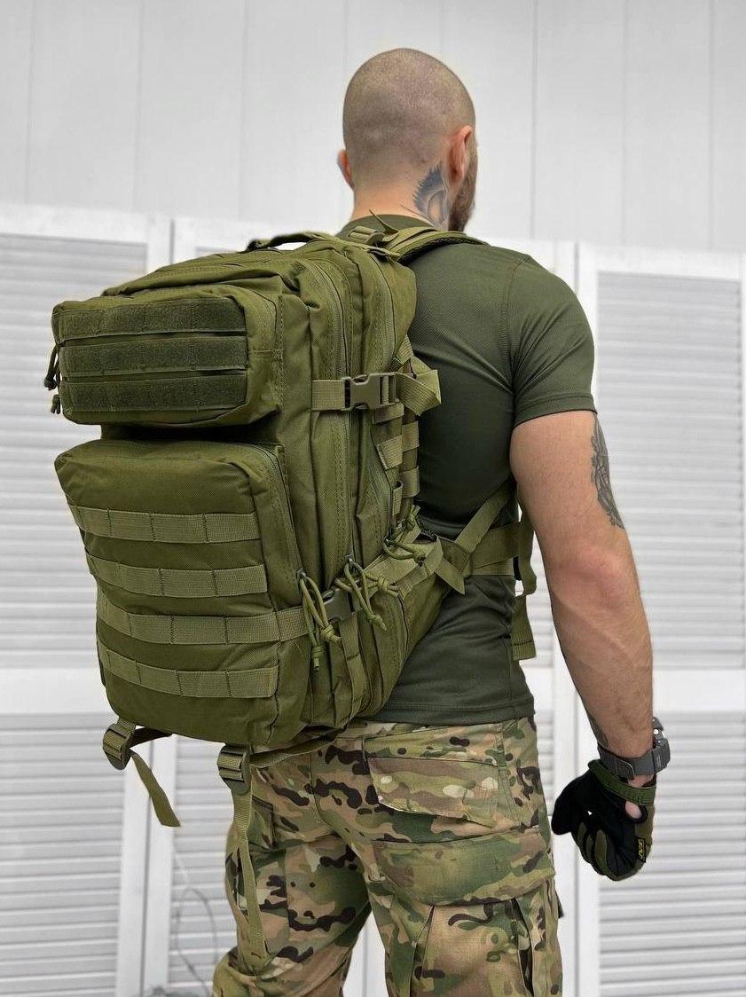 Военный рюкзак Олива SILVER KNIGHT 45 л, водонепроницаемый рюкзак с системой Молли 55х35х22 см - фото 3 - id-p2080740784