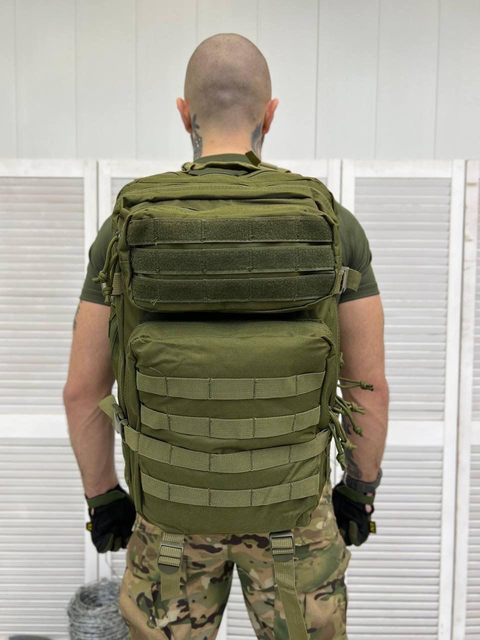 Военный рюкзак Олива SILVER KNIGHT 45 л, водонепроницаемый рюкзак с системой Молли 55х35х22 см - фото 4 - id-p2080740784