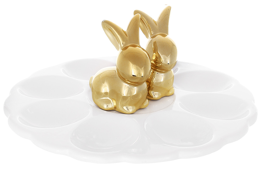 Подставка для яиц фарфор Кролики цвет - белый 20см - фото 1 - id-p2080740617