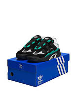 Кросівки Adidas Niteball Black Green Взуття Адідас Найтбол зелені з чорним замшеві без липучки демісезон, фото 6