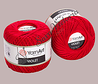 Красная пряжа хлопок для вязания крючком YarnArt Violet (ярнарт виолет) 6328 красный