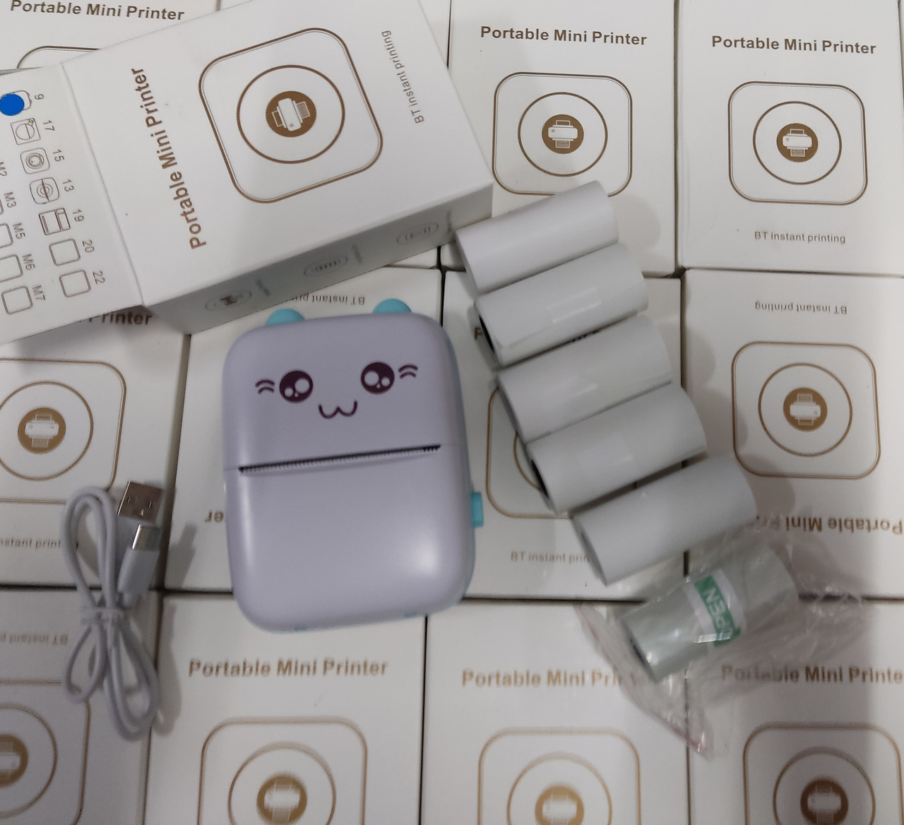 Портативный мини принтер 6 рулонів Mini Printer термопринтер карманный ...