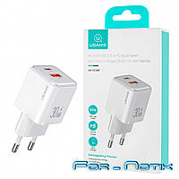 Сетевое зарядное устройство Usams US-CC189 PD30W+QC3.0 A+C Dual-port Fast Charger White