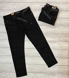 Чоловічі котонові джинси в чорному кольорі на байці.