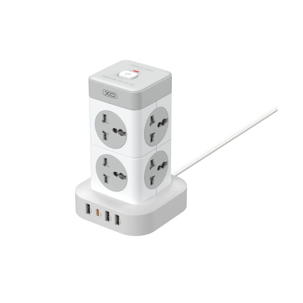 Сетевой Фильтр Удлинитель XO WL21 Tower Shaped 8AC socket+3USB-A+1USB-C 2m Цвет Белый - фото 2 - id-p2054274246