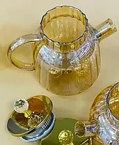 Чайник заварник із боросилікатного скла "Страйп", Янтарний 1500, фото 6