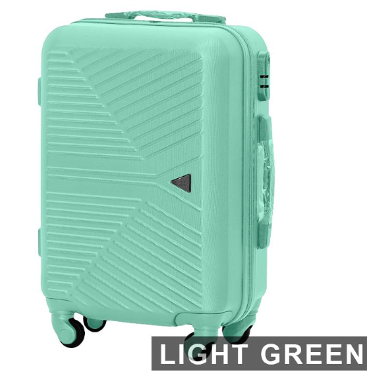 Дорожня пластикова валіза на 4 колесах WINGS валіза розмір S ручна поклажа чемодан чотириколісний пластиковий чемодан бірюзовий