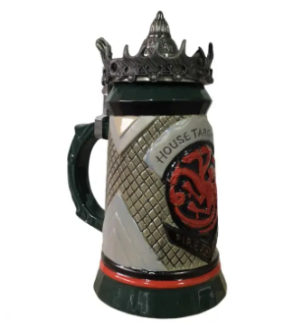 Пивний келих "Дім Таргарієнів" (для шанувальників Гра Престолів) з кераміки та металу 650 мл, фото 1