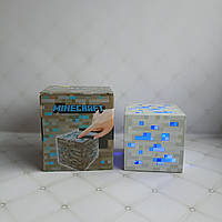 Ночник Майнкрафт USB Куб блок LED My World Minecraft 7,5 см аккумуляторный СИНИЙ !!