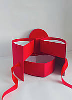 Коробка Серце з крилами, розмір 23*22*16 см, колір червоний матовий.