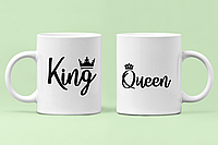 Парные чашки кружки King Queen пара для Влюблённых Белые 330 мл
