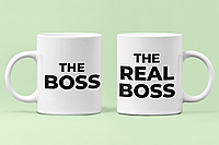 Парные чашки кружки Boss real boss Он она для Влюбленных Белые 330 мл