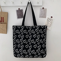 Сумка шоппер жіноча тканинна чорна 095F