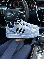 Женские кроссовки Adidas Forum 84 Low White Gray Black Адидас Форум Лов 84 белые кожаные демисезон