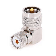 Перехідник антенний UHF Male-Female (PL-239, SO-239) кутовий 90° з'єднувач адаптер для антен, радіостанцій, фото 3