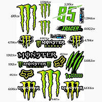 Стікери (наклейки) "Monster" на мотоцикл, авто, велосипед, самокат, скейт, скутер
