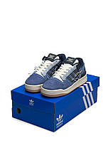 Жіночі кросівки Adidas Forum 84 Low Off White Navy White Адідас Форум Лов 84 сині замш демісезон, фото 3