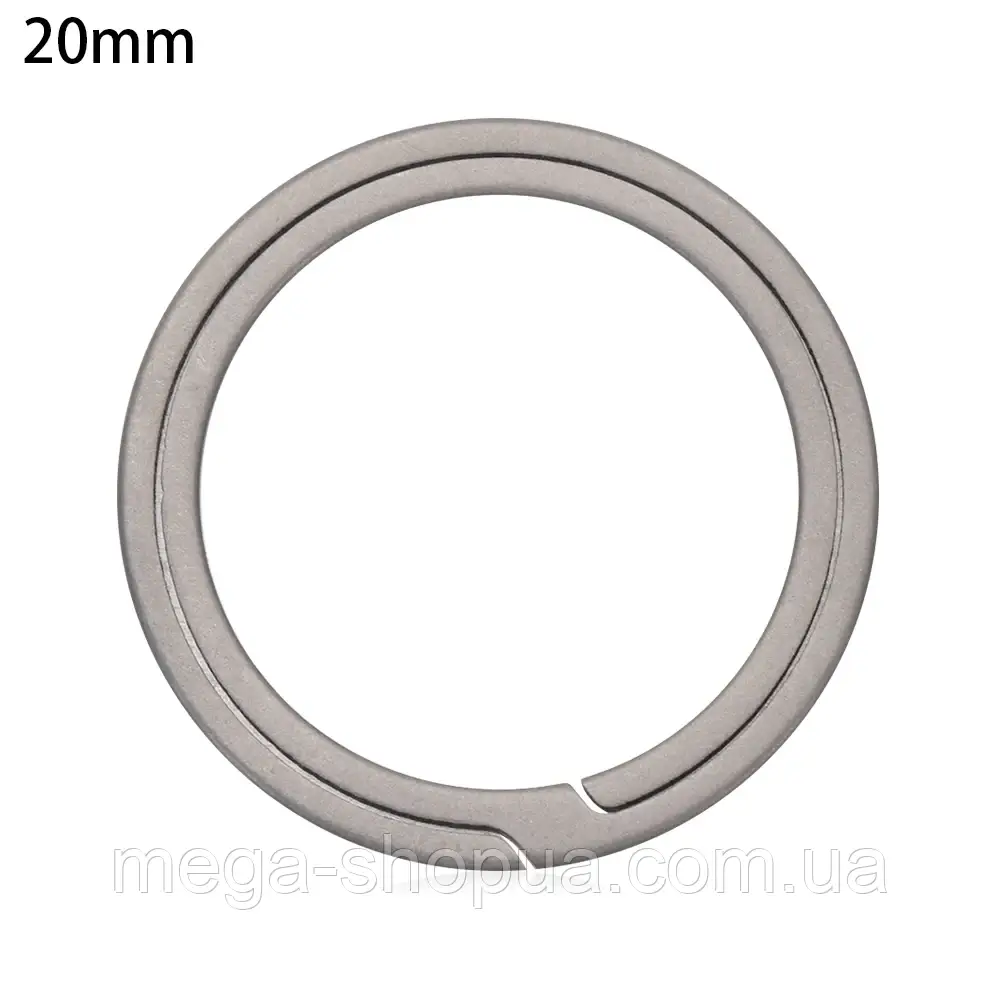 Титанове кільце плоске для ключів Titanium Rings 20 мм / 1 штука Сріблясте, фото 1