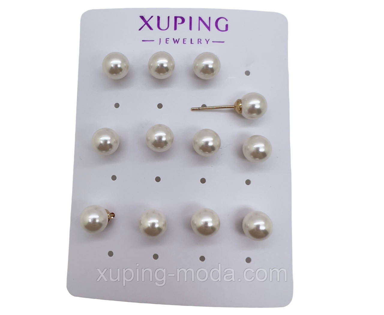 6 мм. 6 пар сережок xuping. 18 к, фото 1