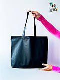 Спанбонд чорний шопер торба бюджетна без друку  Розмір: 45cм х 35см х 7см, фото 3