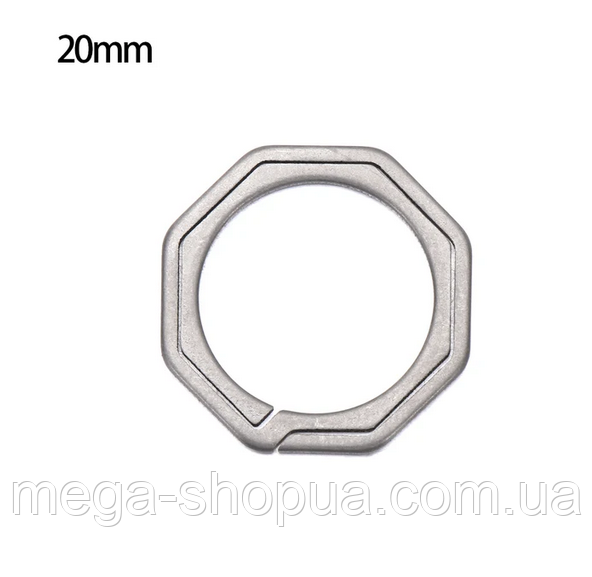 Титанове кільце плоске для ключів Titanium Rings 20 мм / 1 штука Сріблясте, фото 1