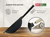 Чавунна сковорода WOK 2.2 л "Brizoll" без кришки з дерев'яною ручкою Black, фото 7