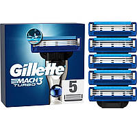 Gillette Mach3 Turbo 5 шт Змінні картриджі | касети | леза для гоління