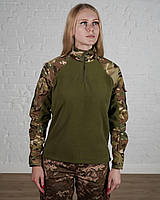 Тактический зимний женский убакс мультикам/олива флисовый. Военная рубашка убакс рип-стоп на флисе для женщин