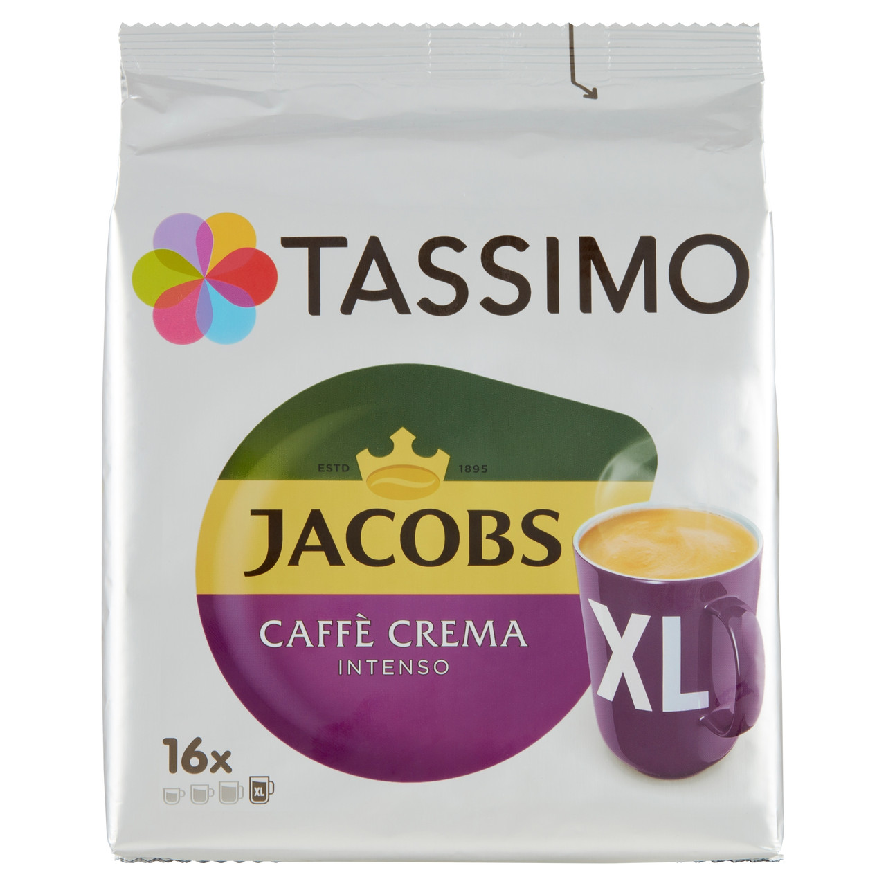 Кава в капсулах TASSIMO Jacobs Caffé Crema Intenso XL 16 порцій., фото 1