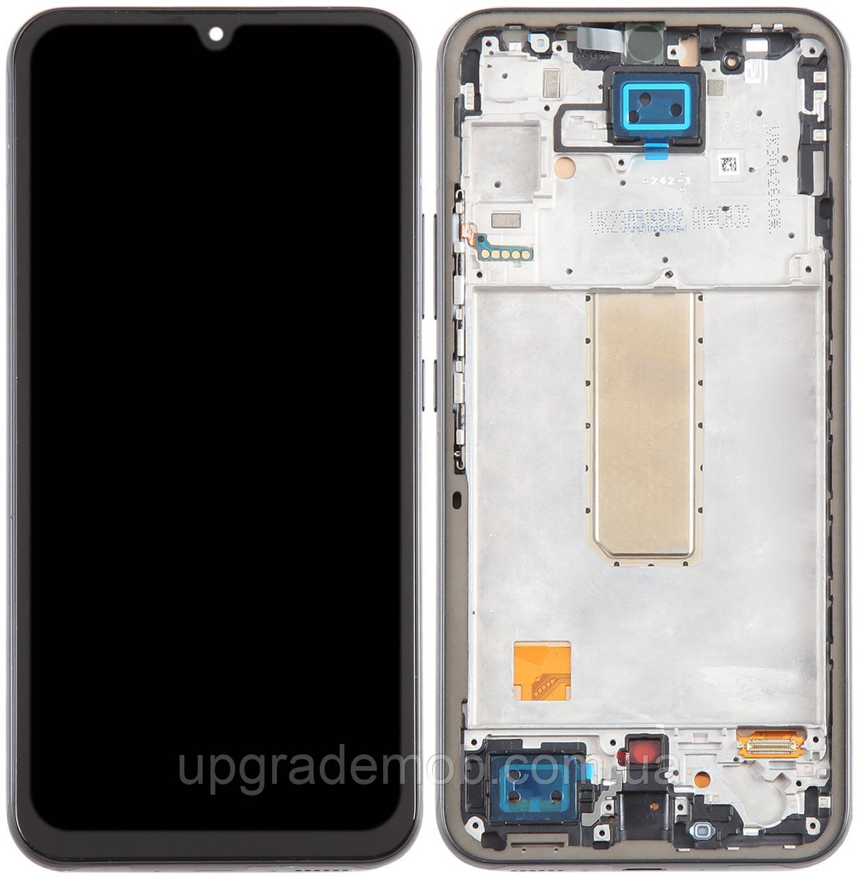 Дисплей модуль тачскрин Samsung A346 Galaxy A34 чорний TFT без функції відбитка пальця з рамкою сірого кольору