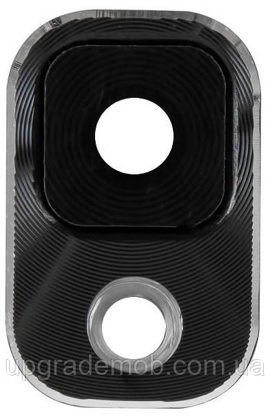 Скло камери Samsung N900 Galaxy Note 3/N9000 чорне з рамкою сріблястого кольору, фото 1