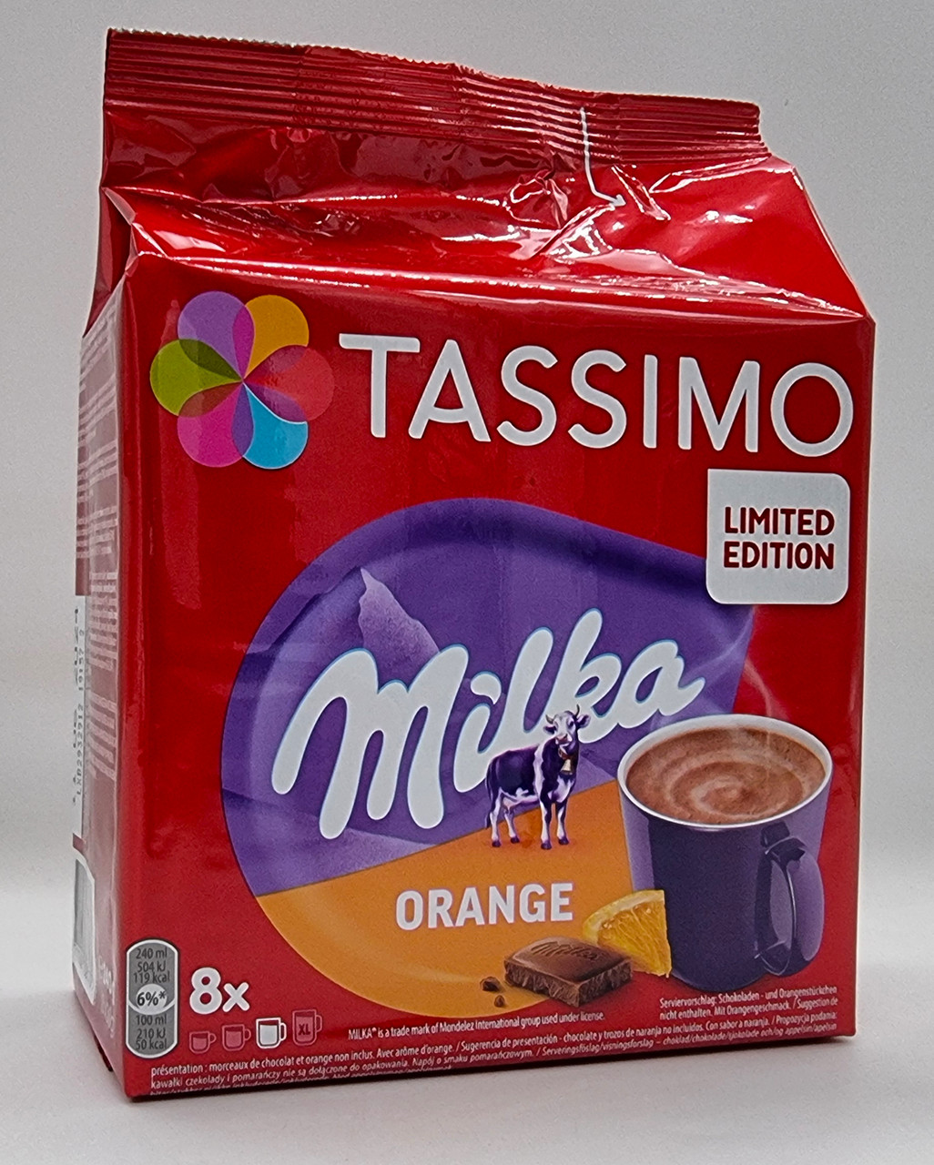 Гарячий шоколад у капсулах TASSIMO Milka Orange 8 порцій.