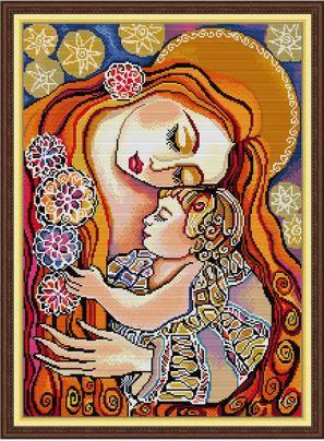 Набір для вишивання хрестиком по нанесеному на канву схемі "Mother Love 4". AIDA 14CT printed, 42*55см