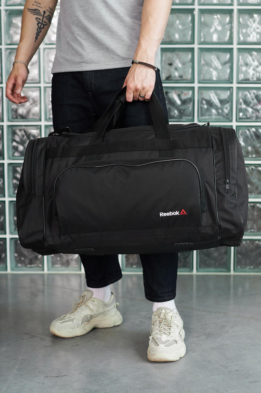 Дорожна сумка чорна Reebok, біле лого,сумка дорожня, спортивна сумка, сумка для поїздок
