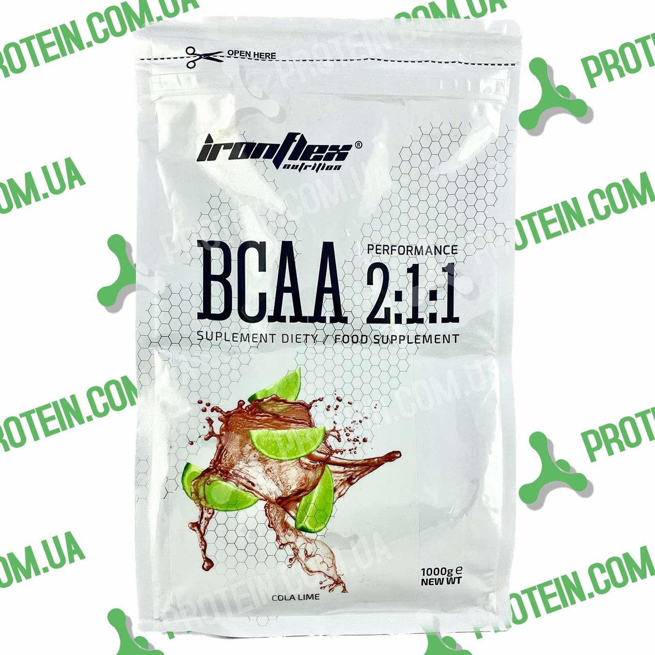 Амінокислоти IronFlex BCAA Performance 2-1-1 1000 г Кола Лайм Cola Lime, фото 1