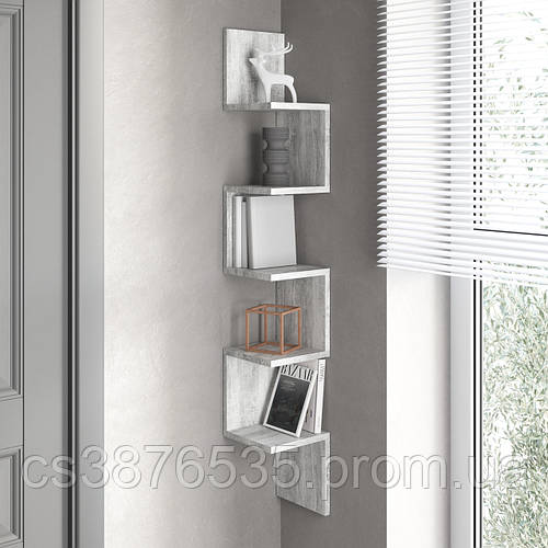 Полки на стену VAYS, угловая настенная полка змейка M-9 Бетон, цена 699 ...