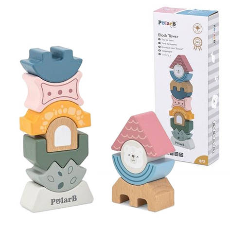Дерев'яна пірамідка-балансир Viga Toys PolarB Башта (44070) (розвивальна іграшка), фото 1