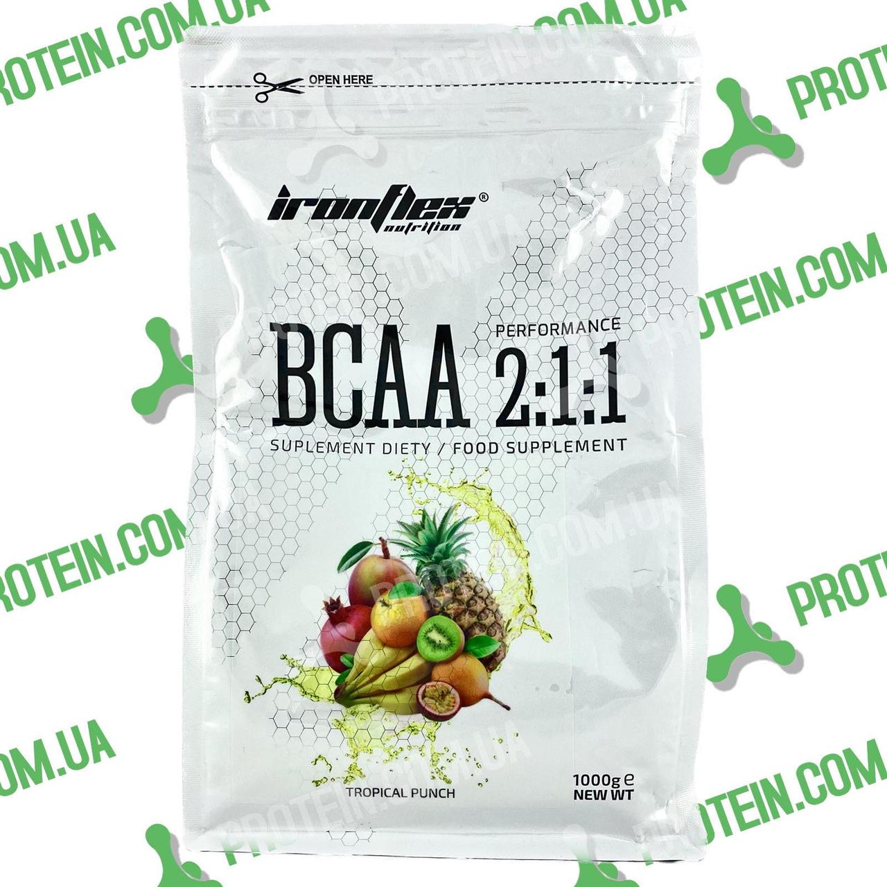 Амінокислоти IronFlex BCAA Performance 2-1-1 1000 г Тропічний Пунш Tropical Punch