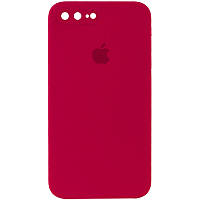 Чехол Silicone Case Square Full Camera Protective для Apple iPhone 7 plus / 8 plus Красный / Rose Red