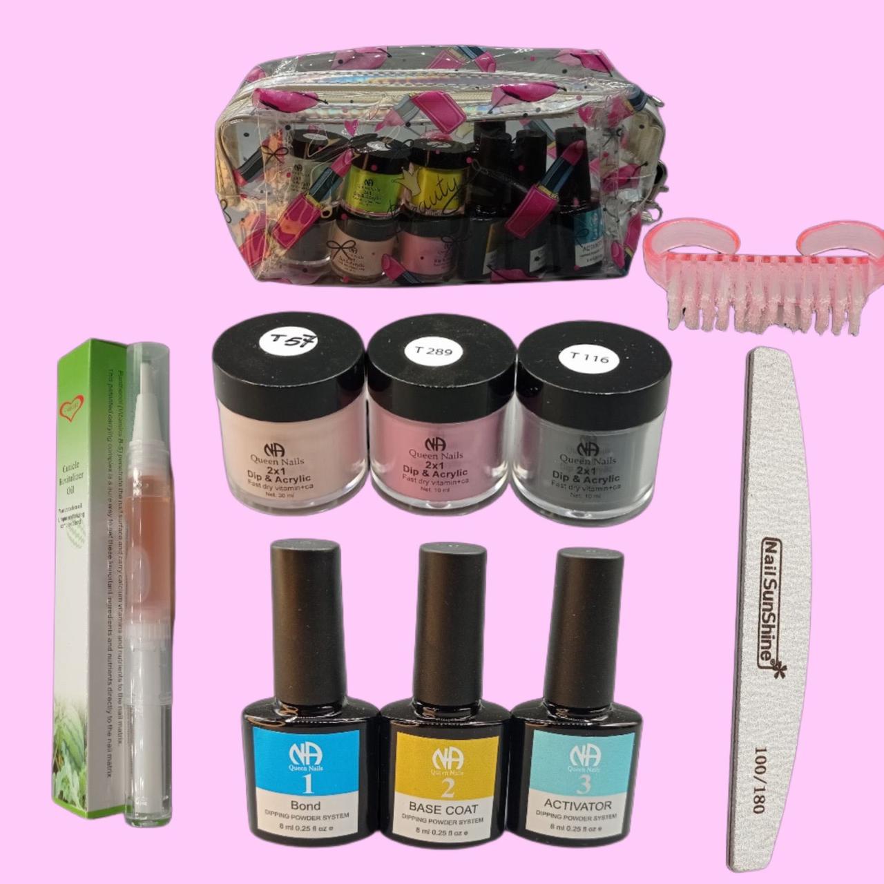 Набір для нарощування (бонд,база, активатор, топ, браш) Queen Nails по 8 мл